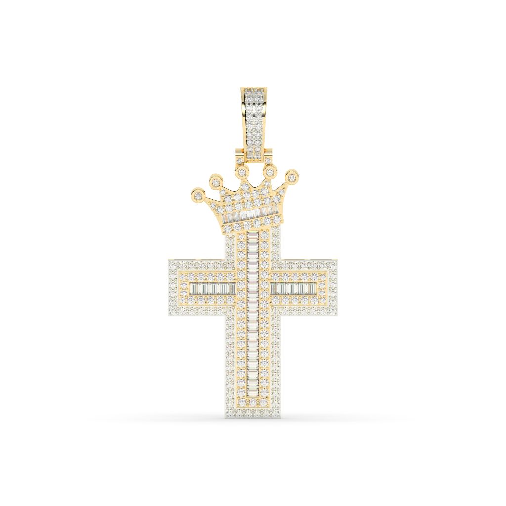 Crowned Royal Cross Diamond Pendant