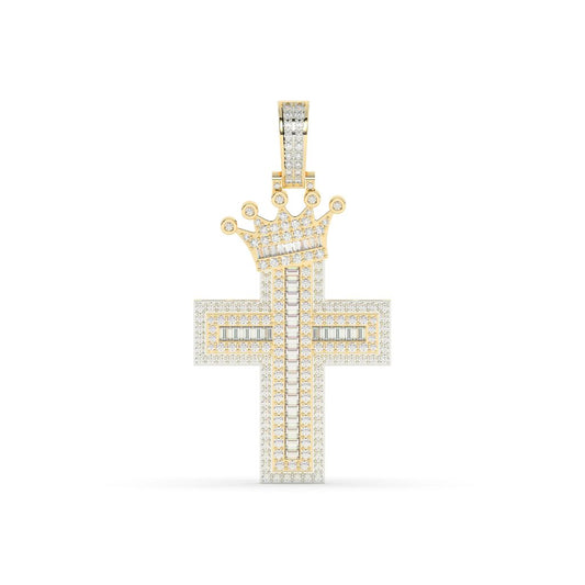 Crowned Royal Cross Diamond Pendant
