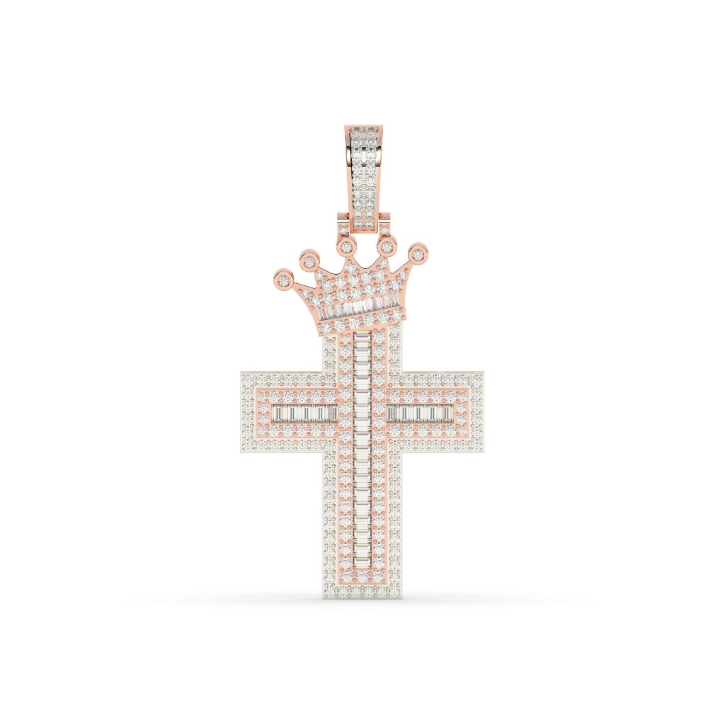 Crowned Royal Cross Diamond Pendant