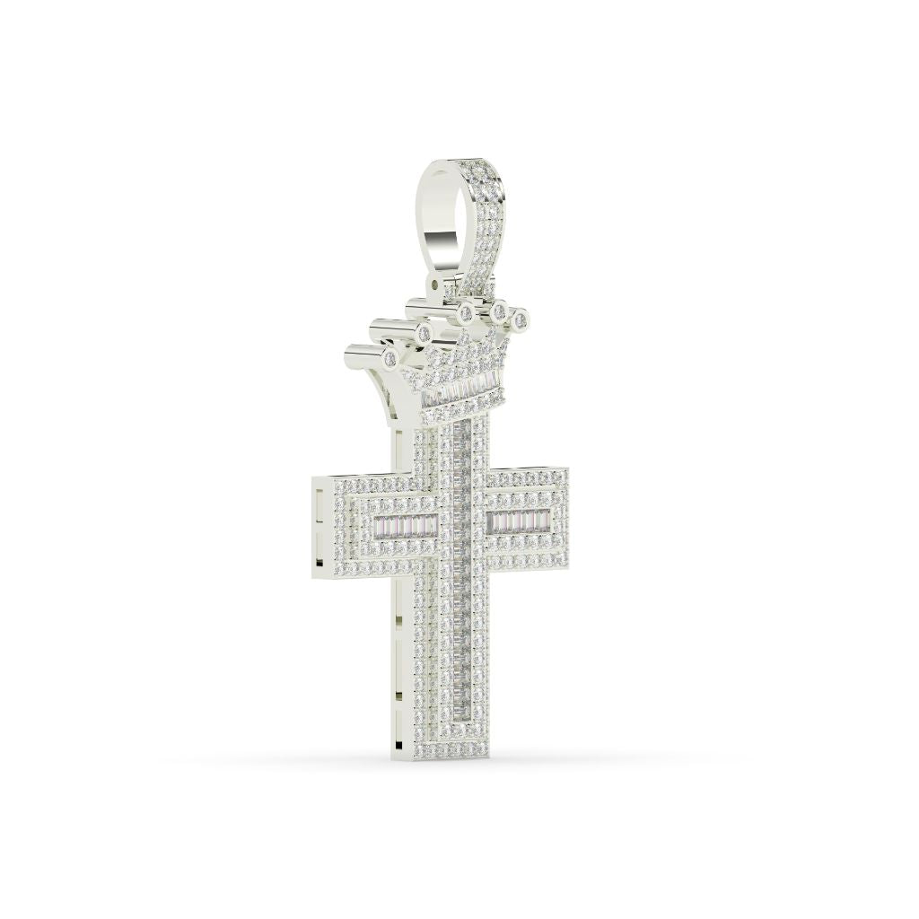 Crowned Royal Cross Diamond Pendant