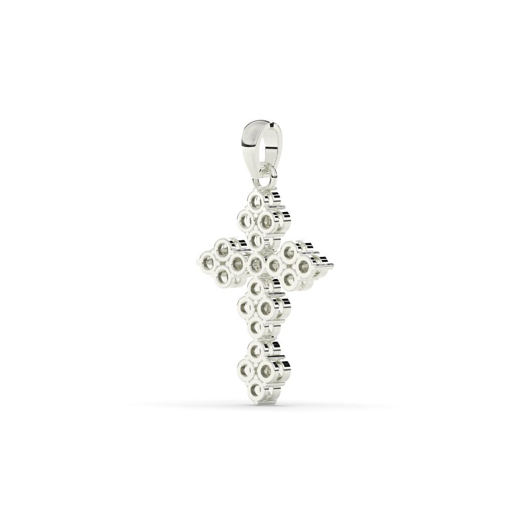 Elegant Floral Diamond Cross Pendant