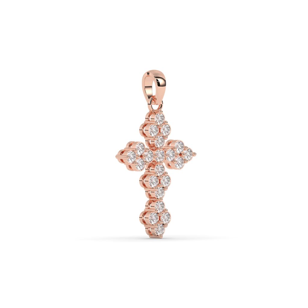 Elegant Floral Diamond Cross Pendant