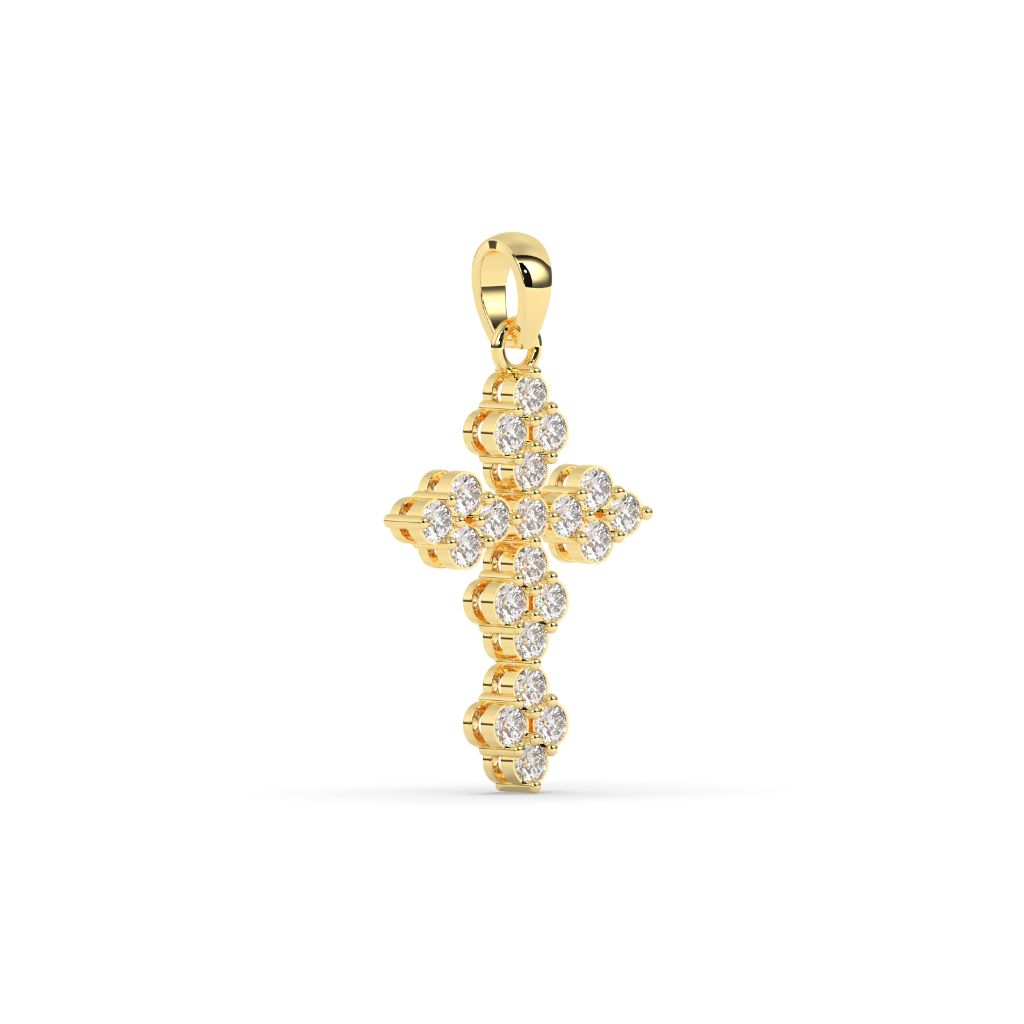 Elegant Floral Diamond Cross Pendant