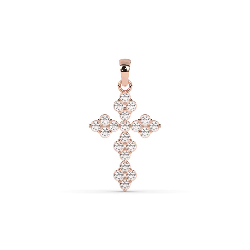 Elegant Floral Diamond Cross Pendant
