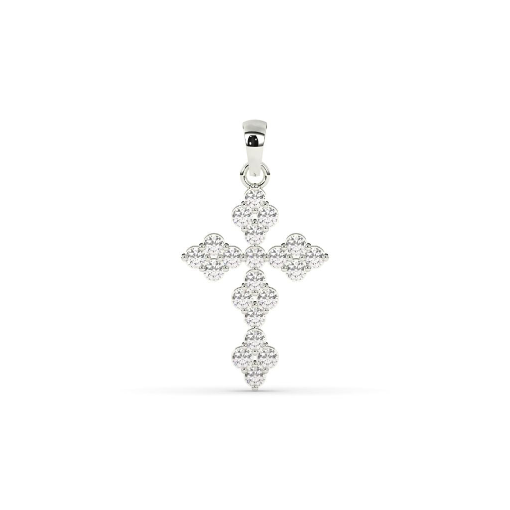 Elegant Floral Diamond Cross Pendant