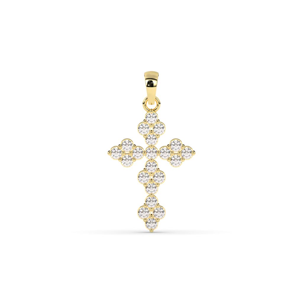 Elegant Floral Diamond Cross Pendant