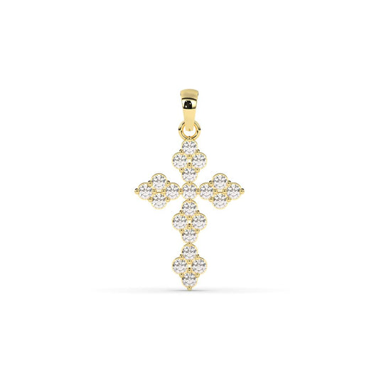 Elegant Floral Diamond Cross Pendant