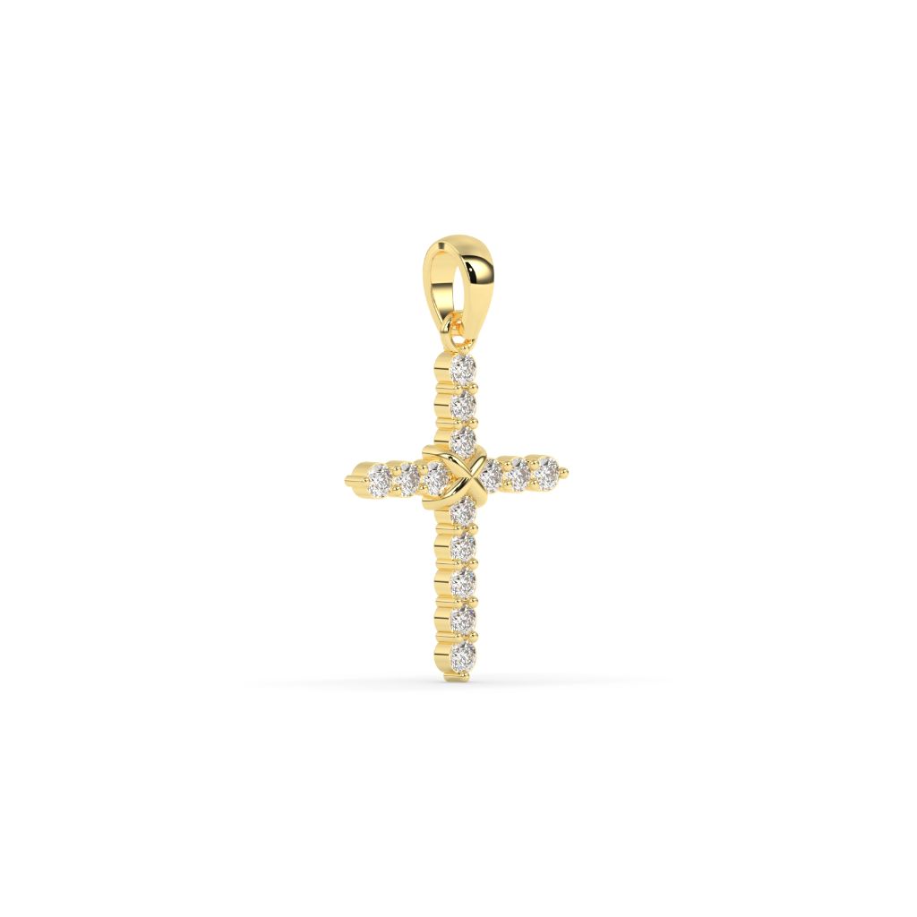 Radiant Gold Diamond Cross Pendant