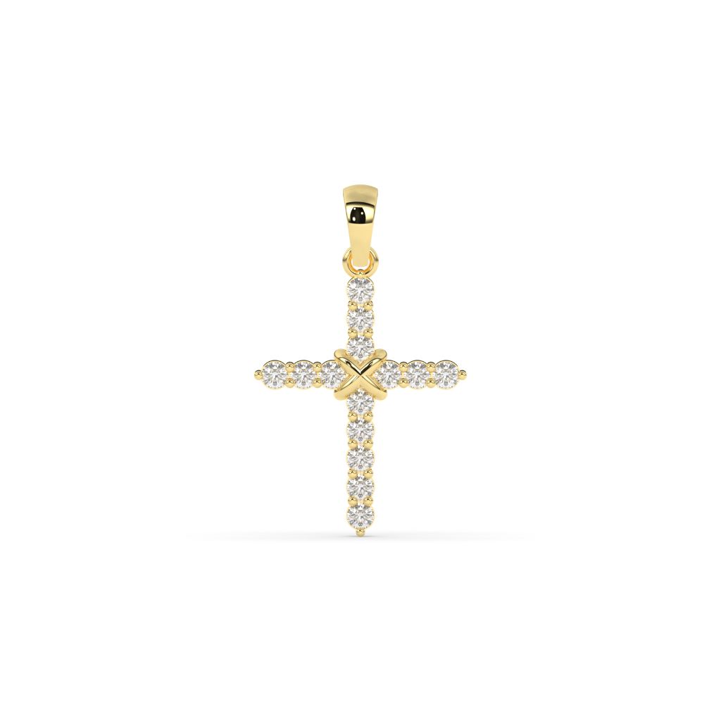 Radiant Gold Diamond Cross Pendant