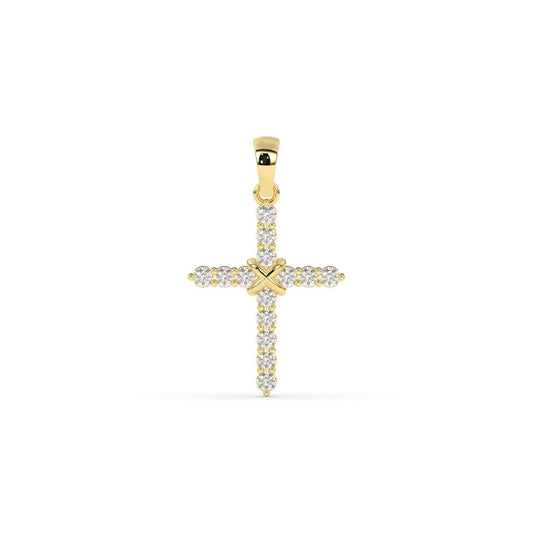 Radiant Gold Diamond Cross Pendant