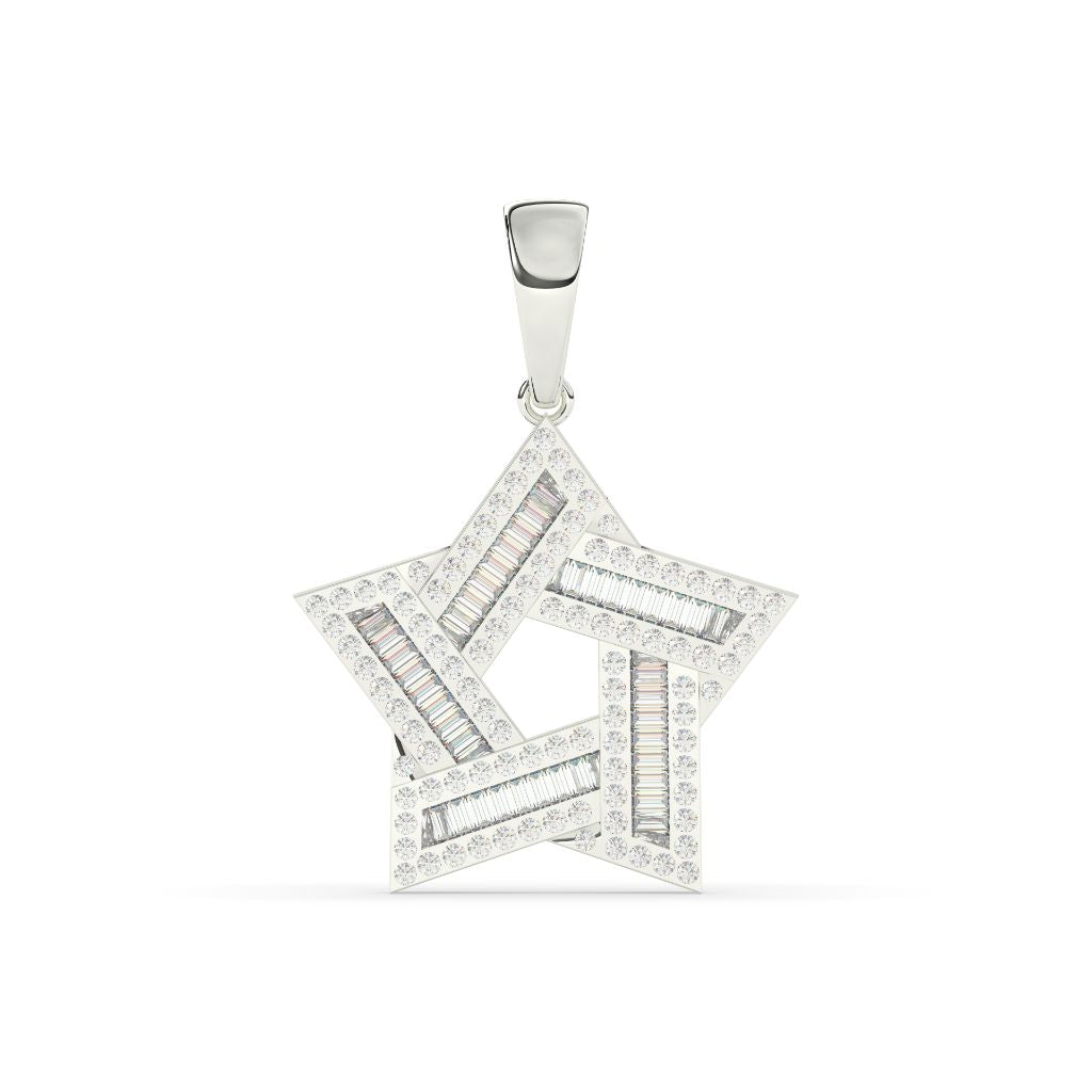 Baguette Sparkle Gold Star Pendant