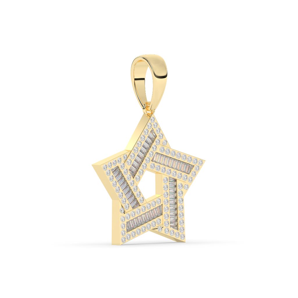 Baguette Sparkle Gold Star Pendant