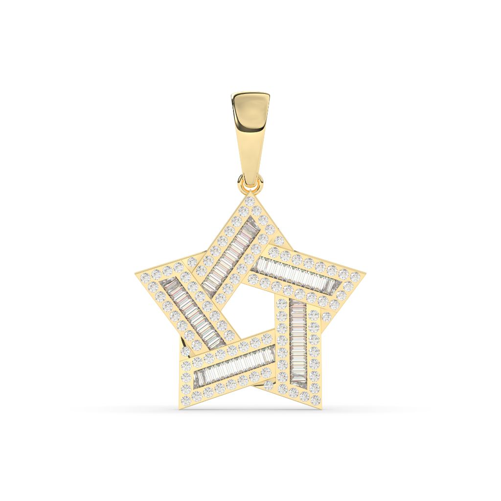 Baguette Sparkle Gold Star Pendant