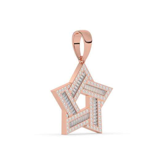 Baguette Sparkle Gold Star Pendant