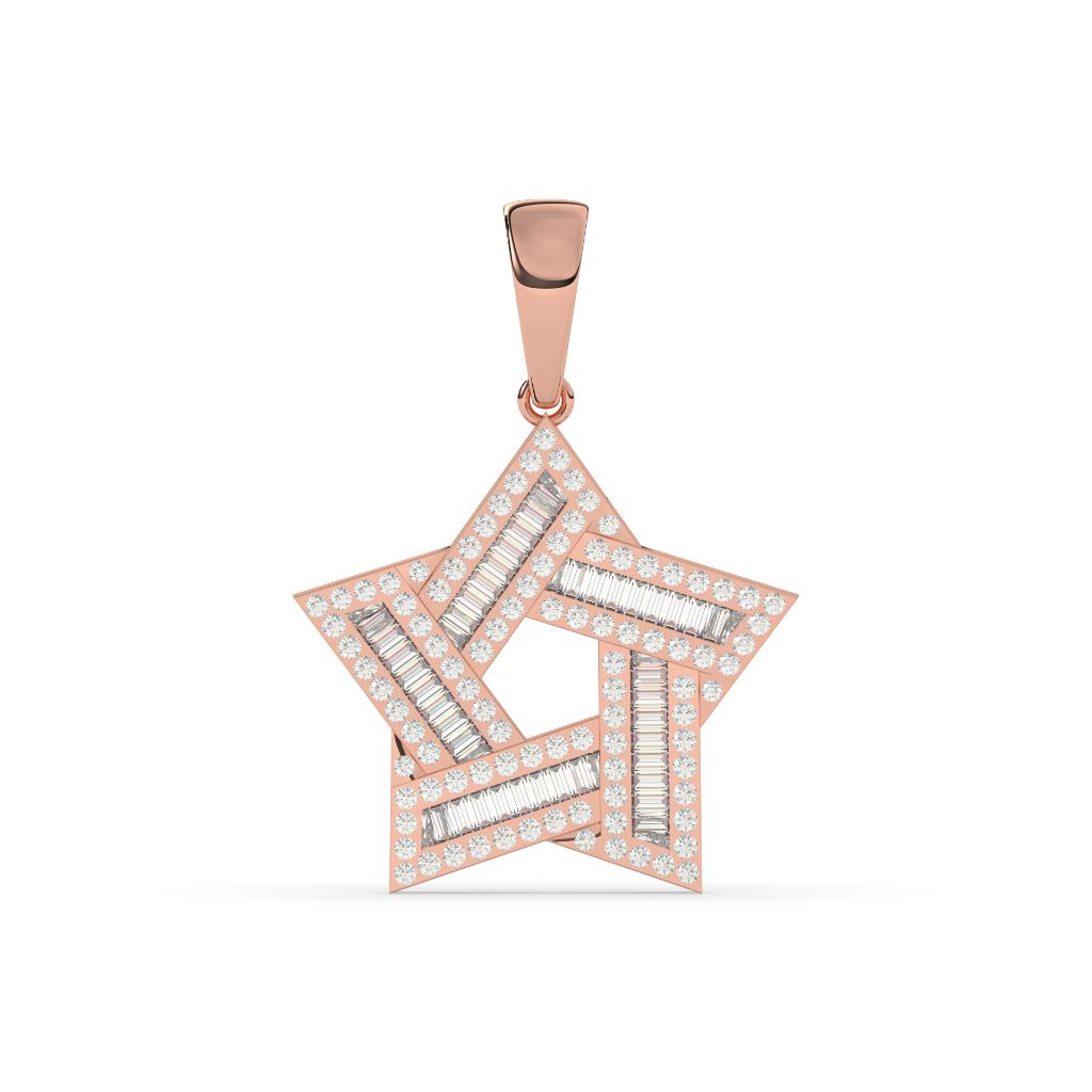 Baguette Sparkle Gold Star Pendant