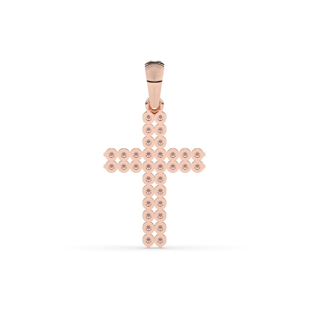 Double Row Diamond Cross Pendant
