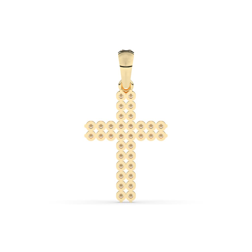 Double Row Diamond Cross Pendant