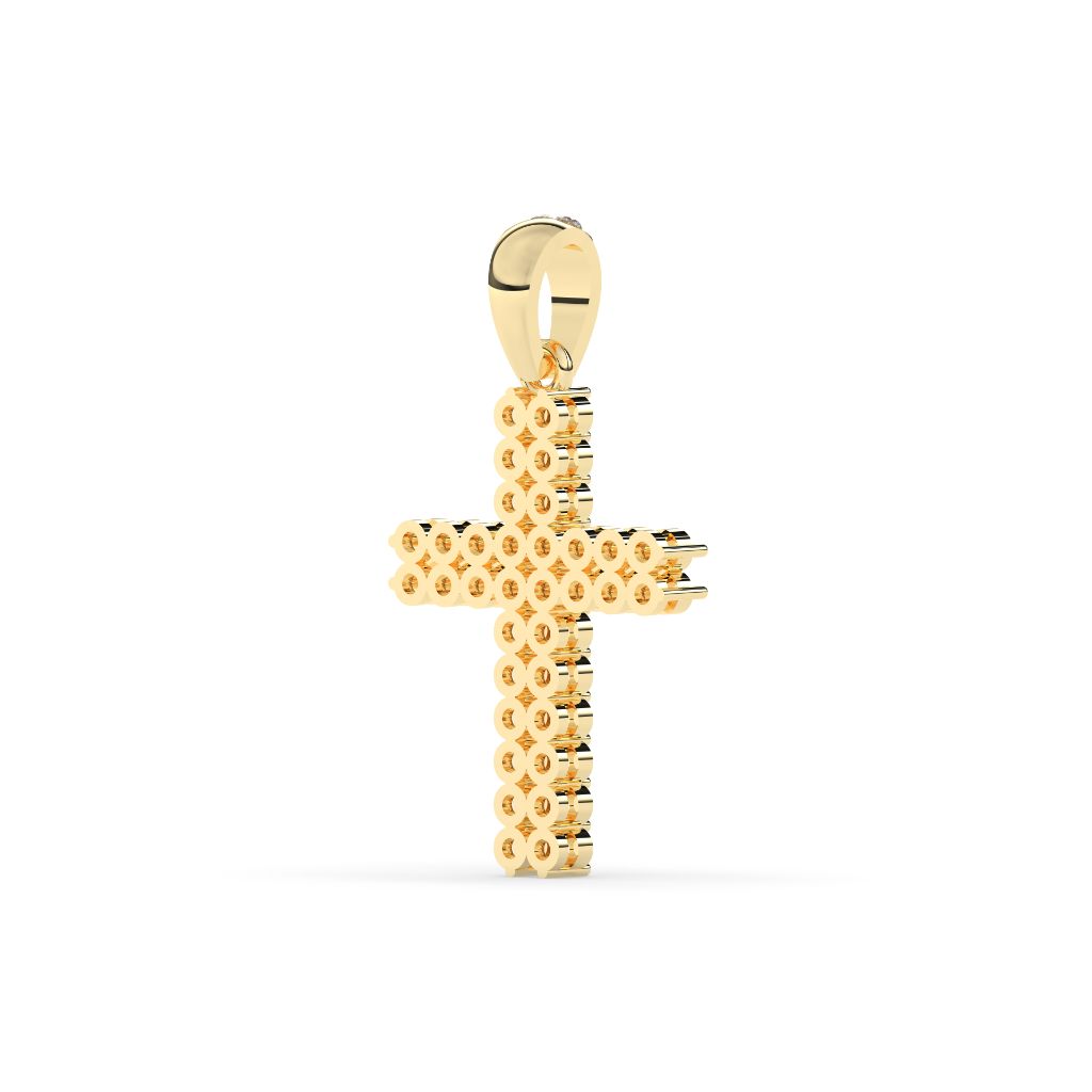 Double Row Diamond Cross Pendant