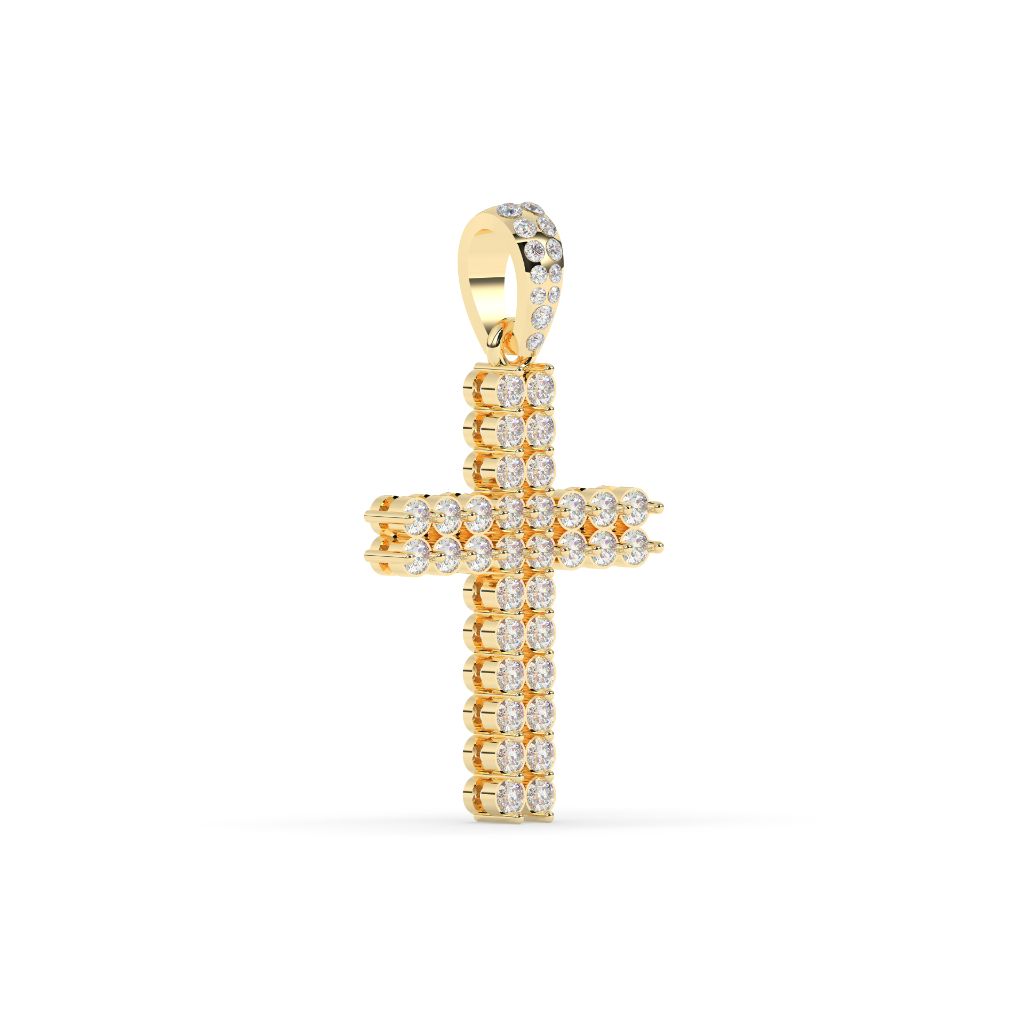 Double Row Diamond Cross Pendant