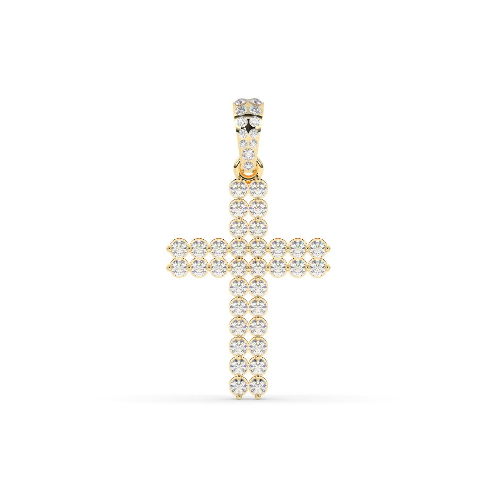 Double Row Diamond Cross Pendant