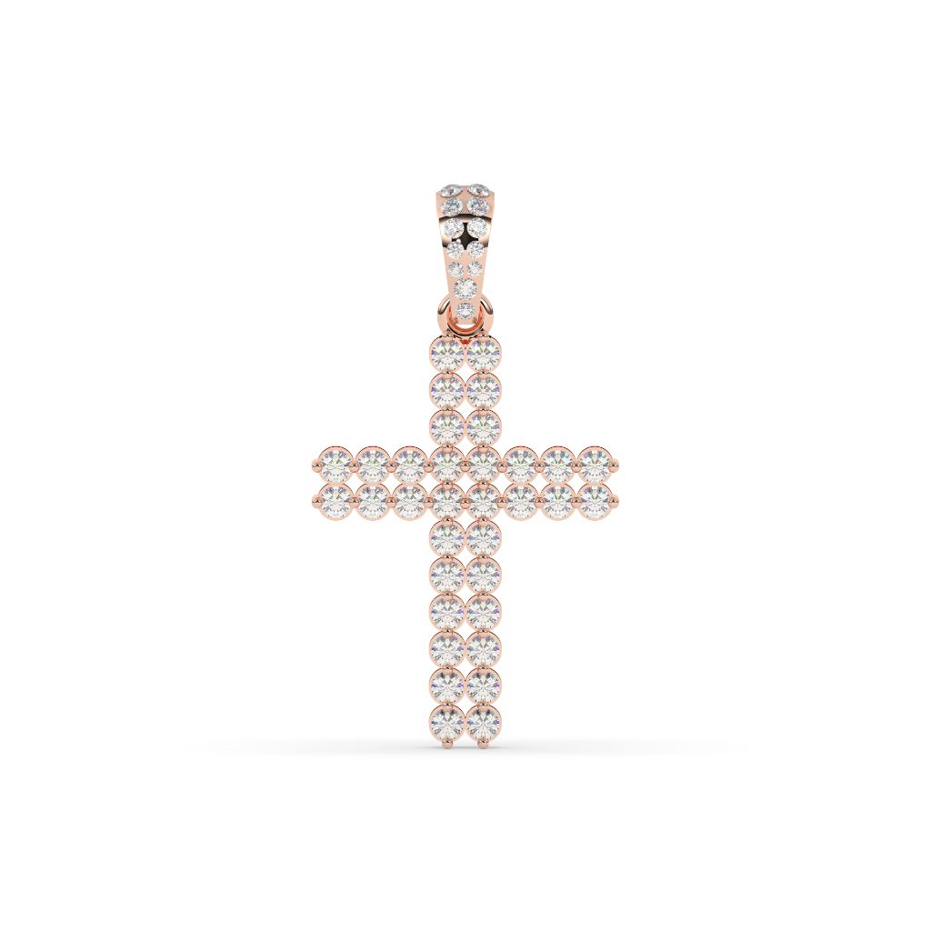 Double Row Diamond Cross Pendant