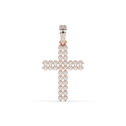 Double Row Diamond Cross Pendant