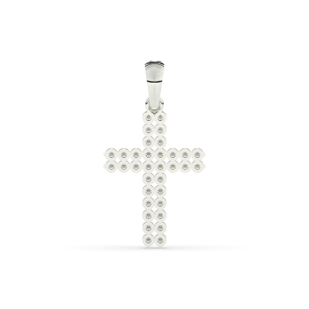 Double Row Diamond Cross Pendant