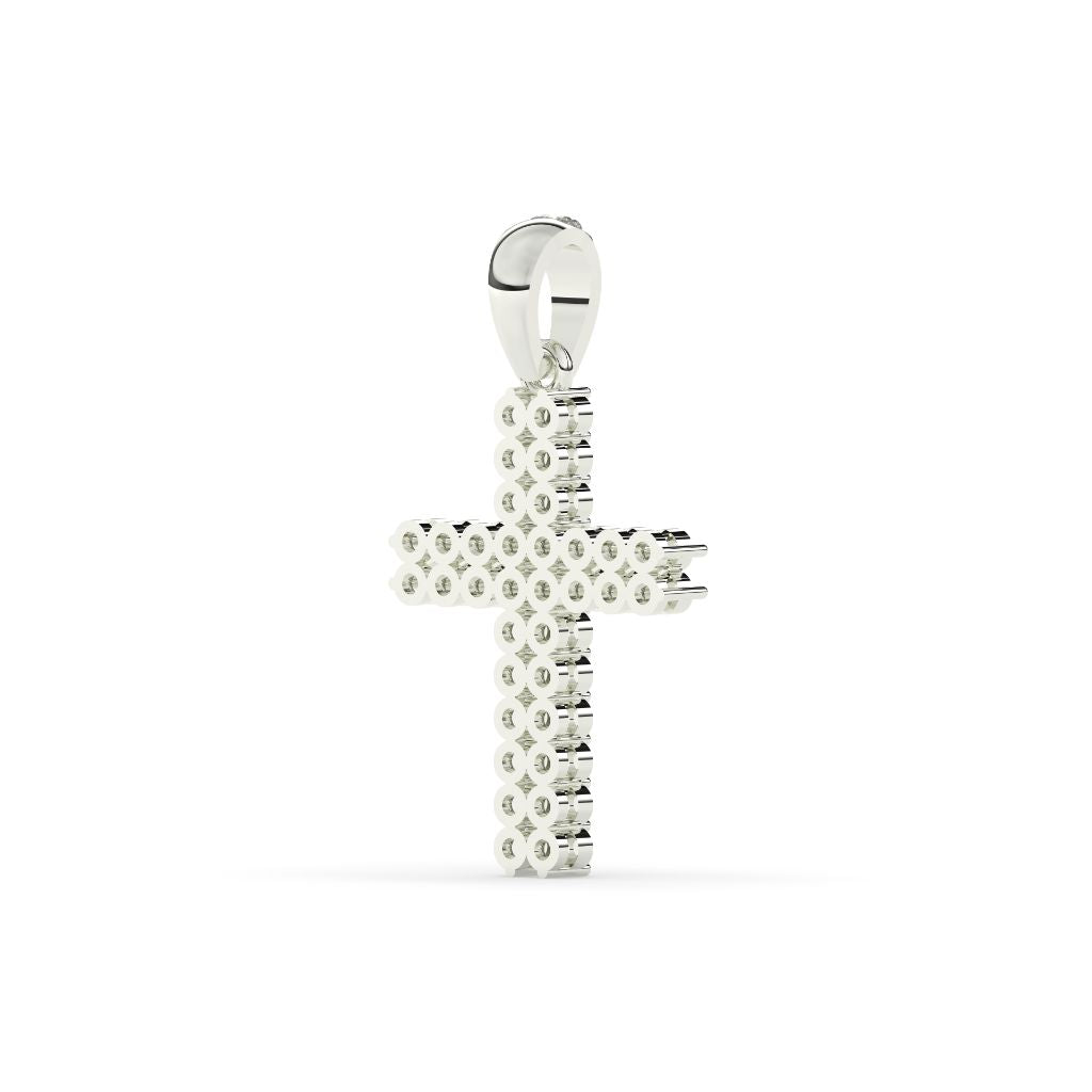 Double Row Diamond Cross Pendant