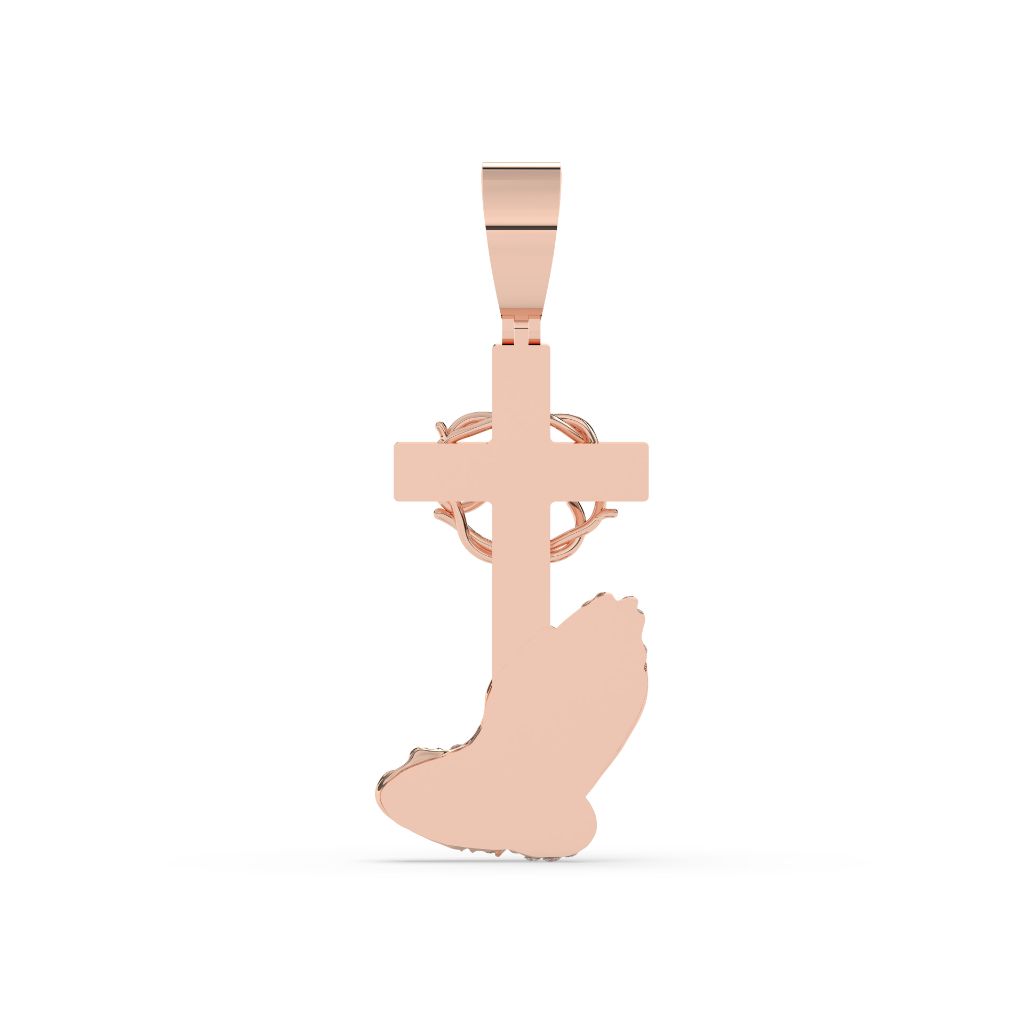 Diamond Praying Hands Cross Pendant