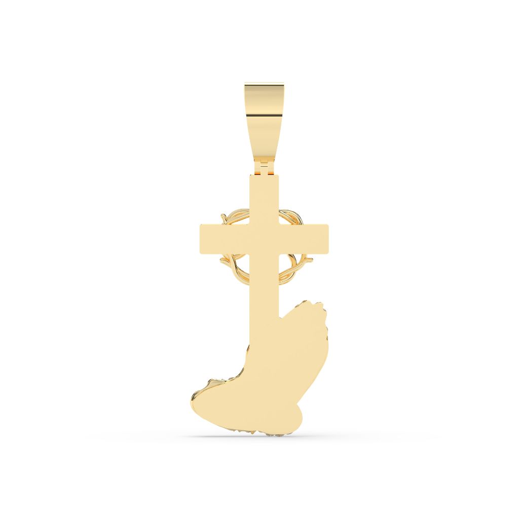 Diamond Praying Hands Cross Pendant