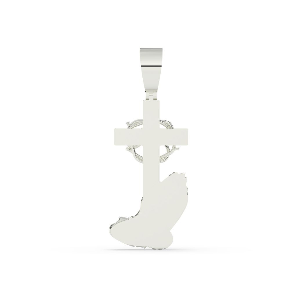 Diamond Praying Hands Cross Pendant