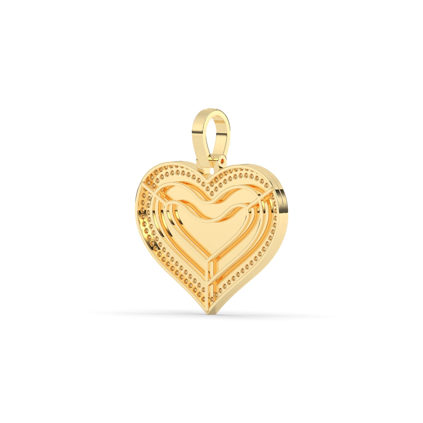 Diamond Border Gold Heart Pendant