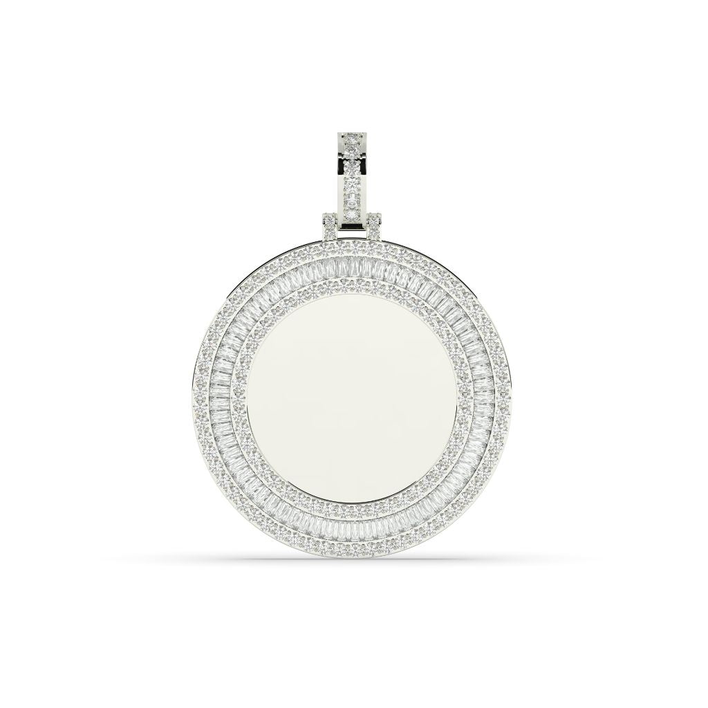 Double Halo Round Gold Pendant