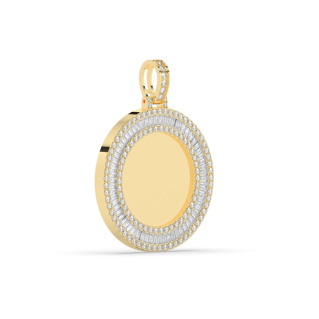 Double Halo Round Gold Pendant