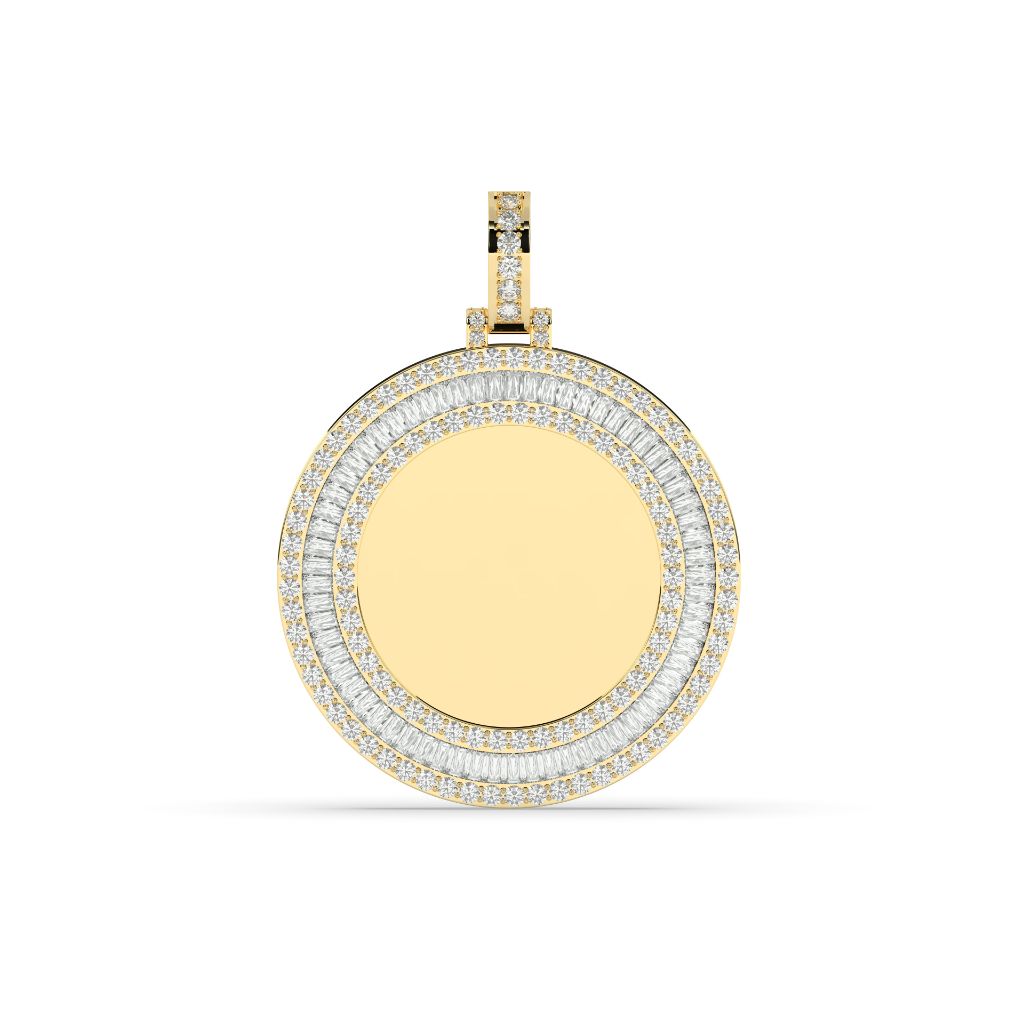 Double Halo Round Gold Pendant