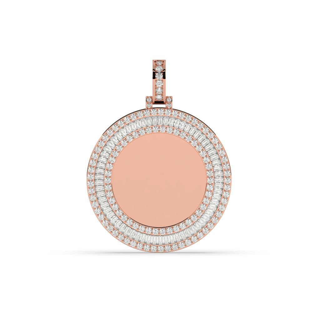 Double Halo Round Gold Pendant