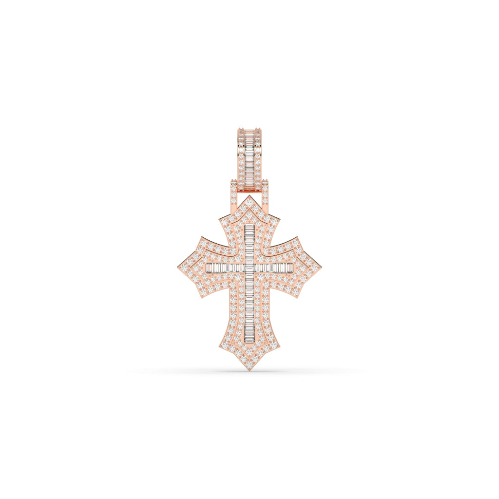 Bold Baguette Cross Gold Pendant