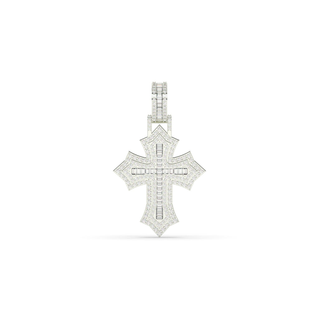 Bold Baguette Cross Gold Pendant