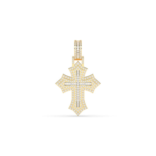 Bold Baguette Cross Gold Pendant