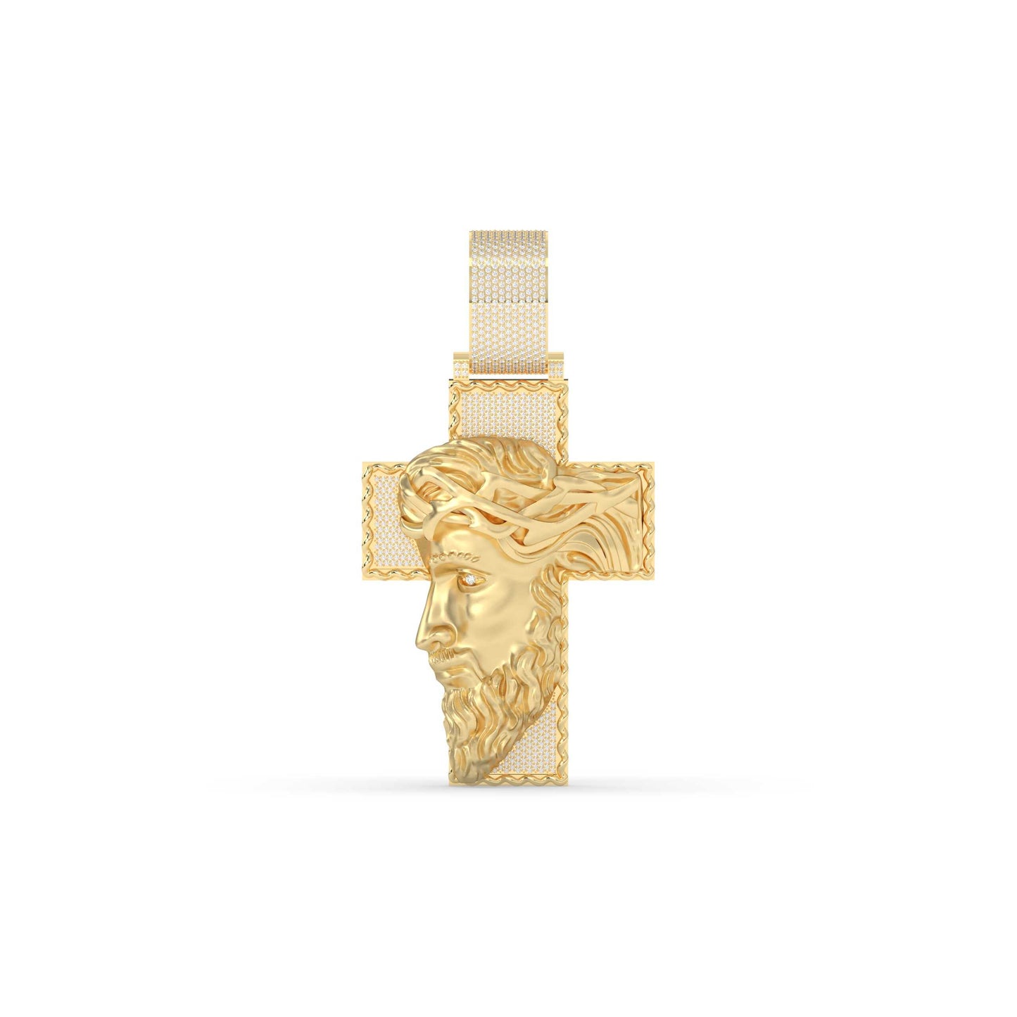 Jesus Face Cross Gold Pendant