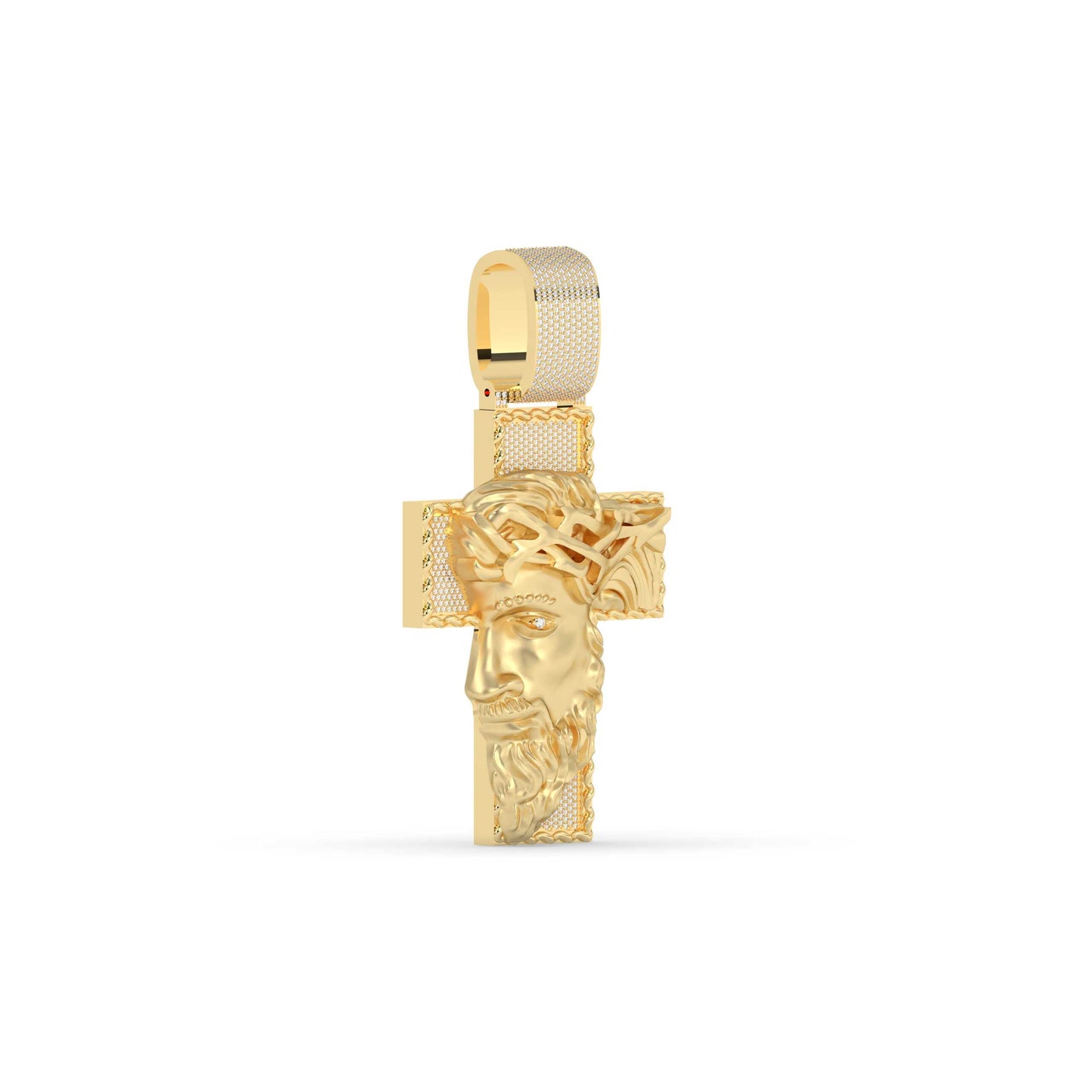 Jesus Face Cross Gold Pendant