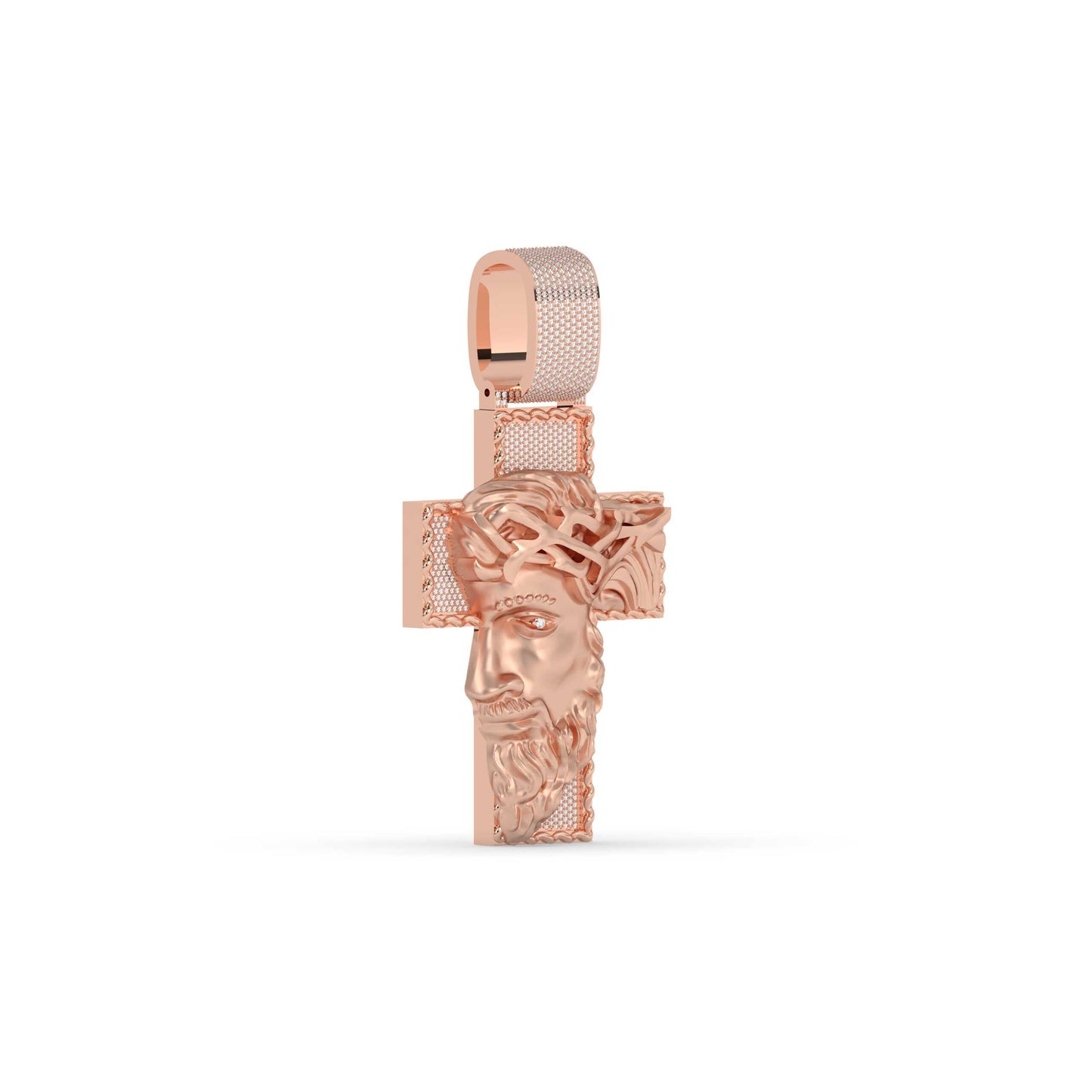 Jesus Face Cross Gold Pendant