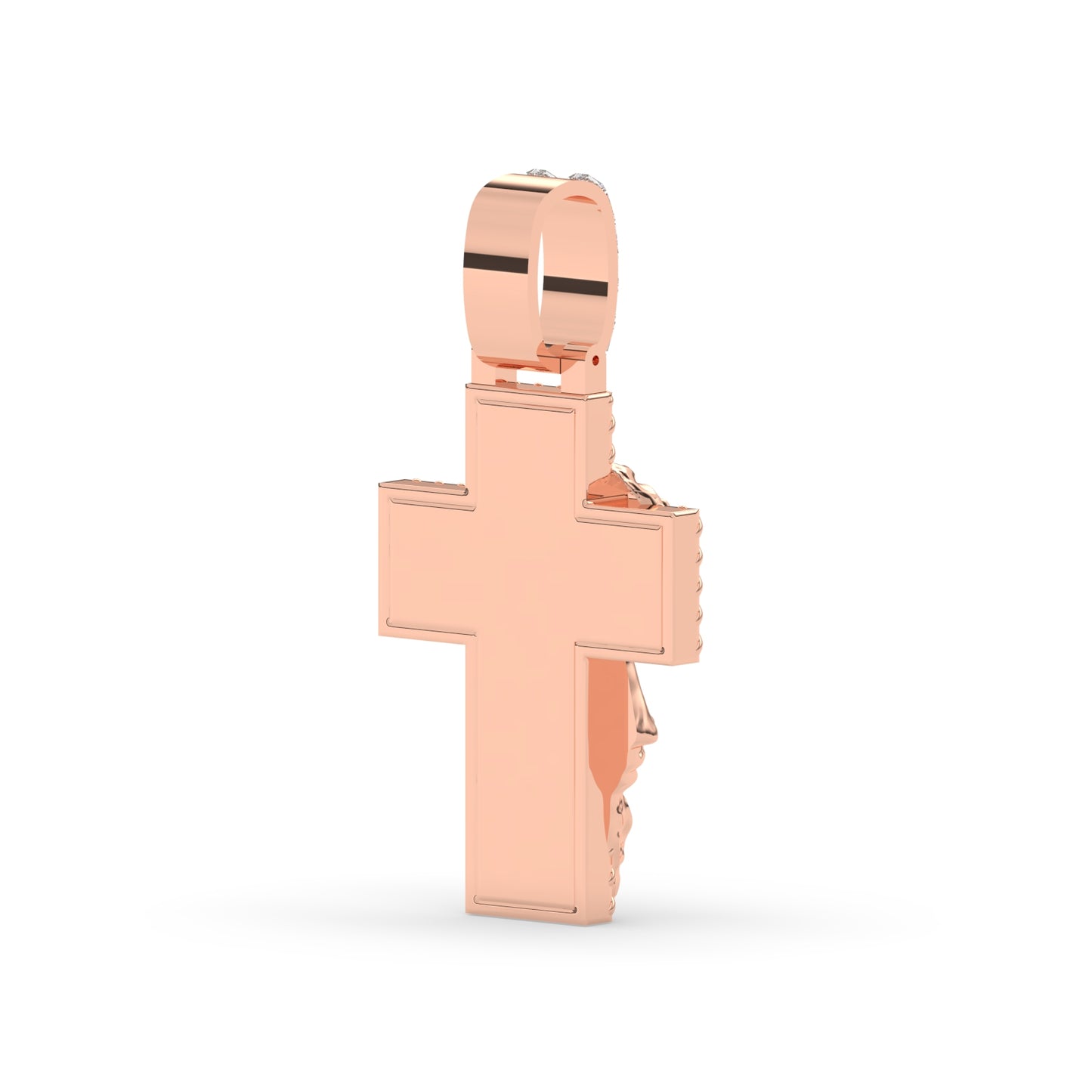 Baguette Diamond Jesus Head Cross Charm