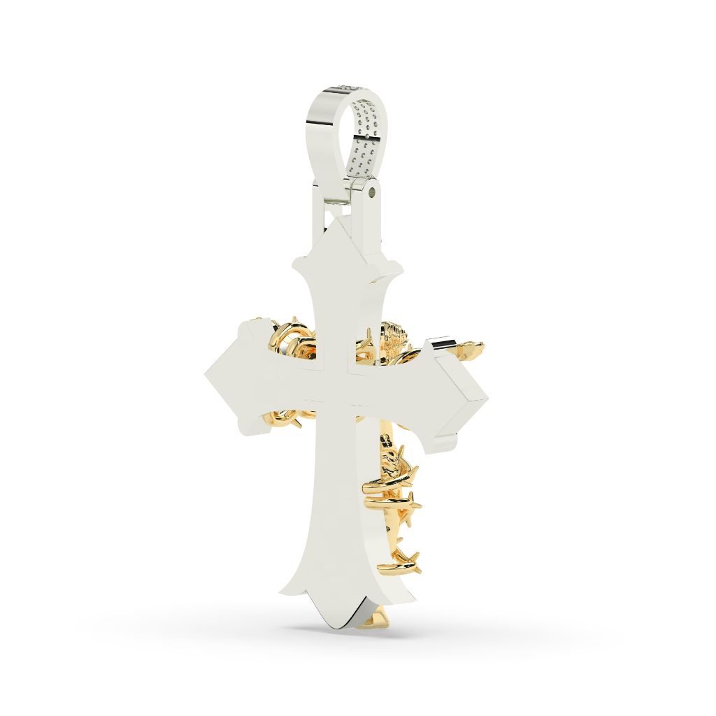 Diamond Jesus Cross Pendant Charm