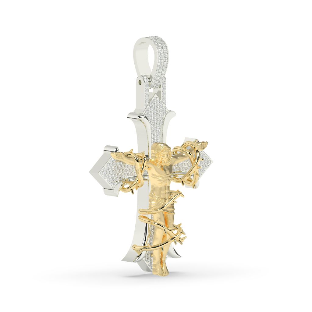 Diamond Jesus Cross Pendant Charm