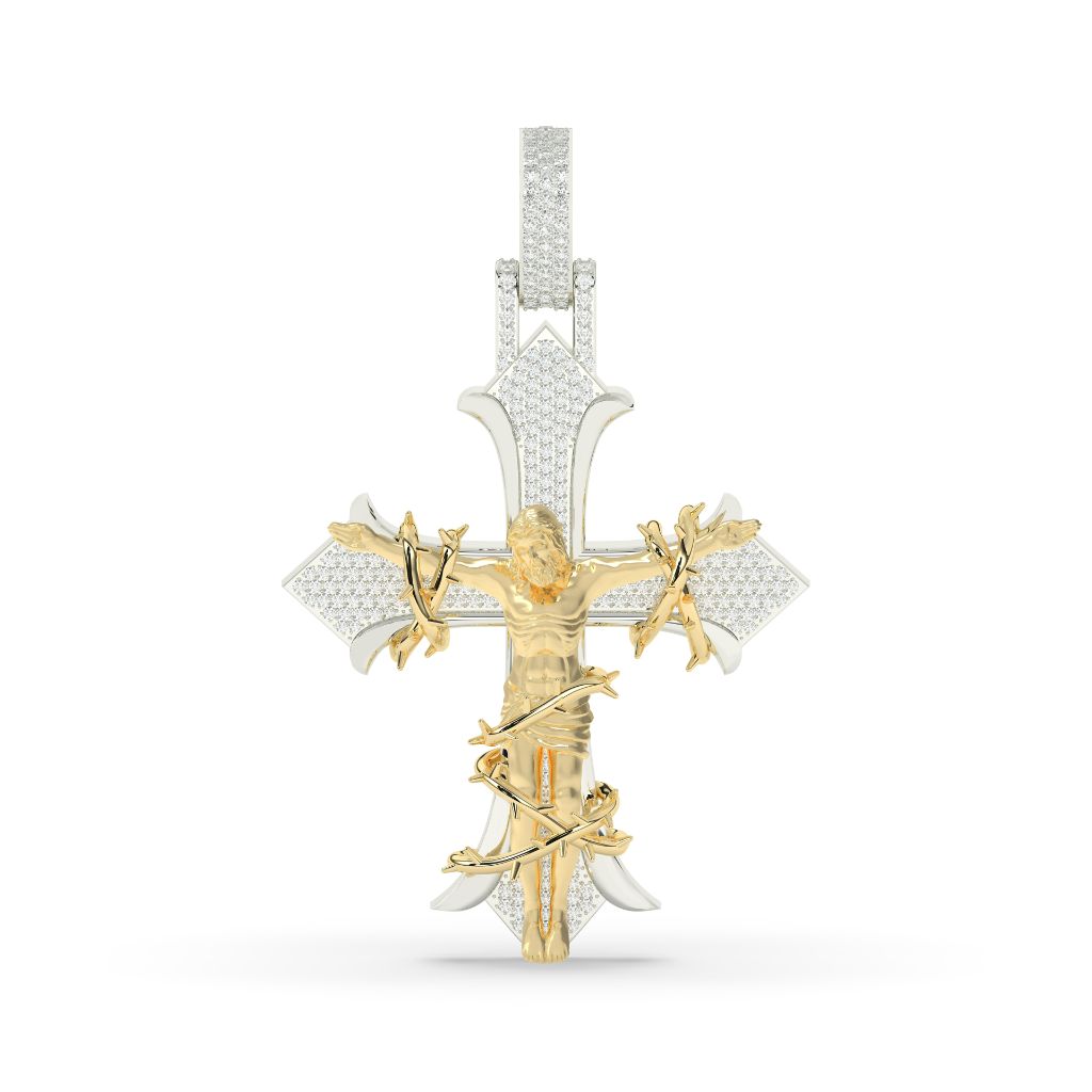Diamond Jesus Cross Pendant Charm