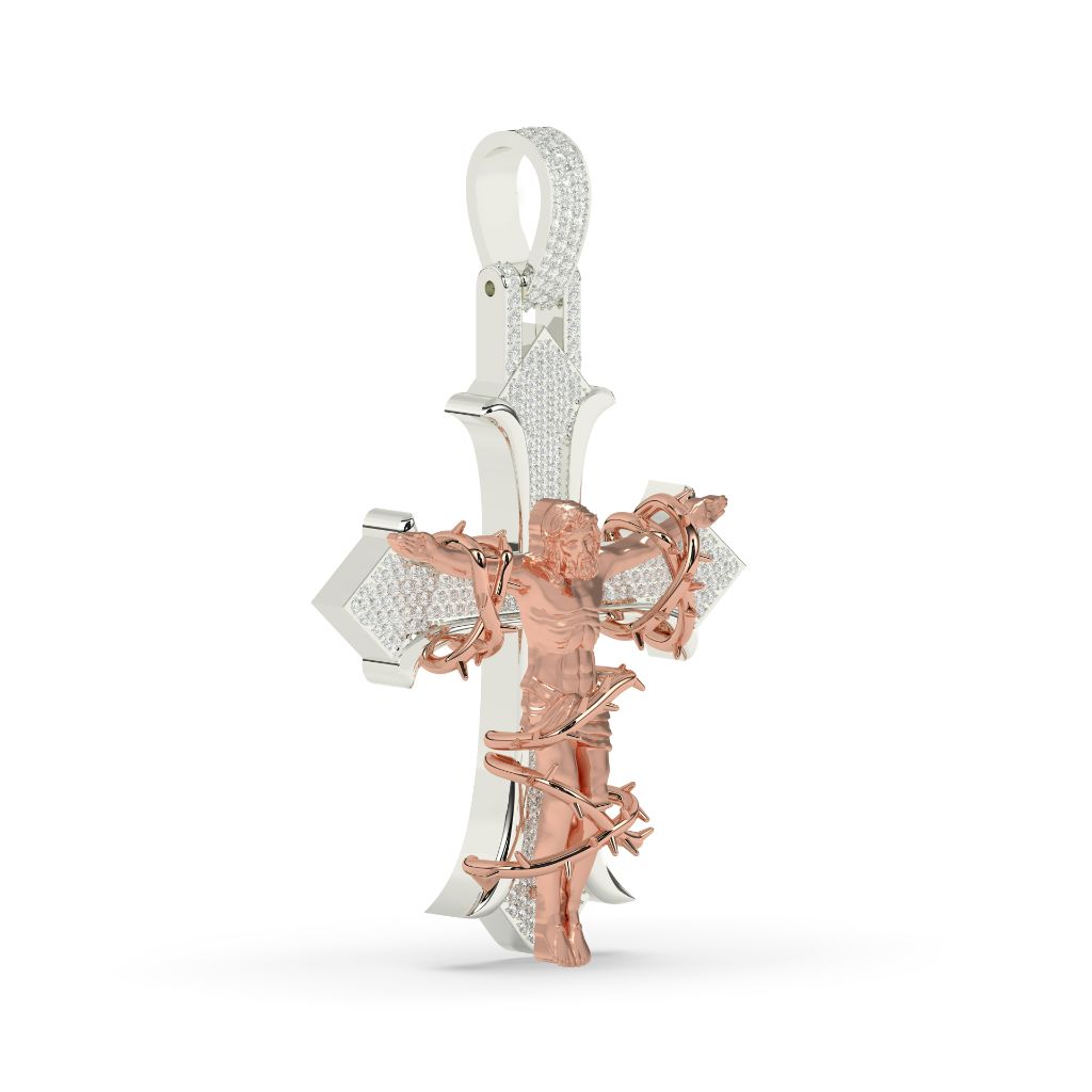 Diamond Jesus Cross Pendant Charm