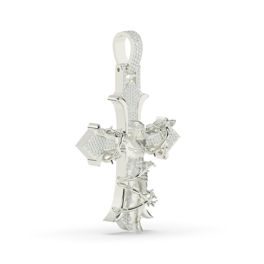 Diamond Jesus Cross Pendant Charm