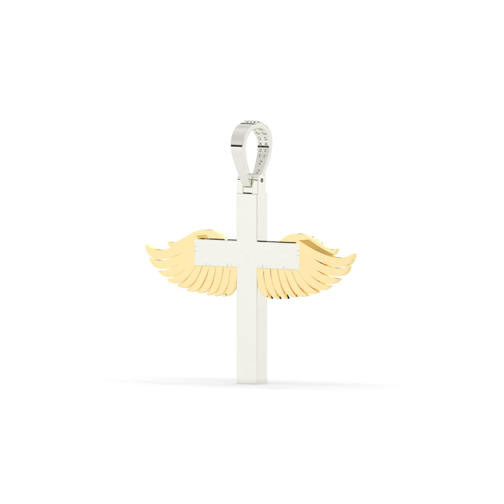 Diamond Cross With Angel Wings