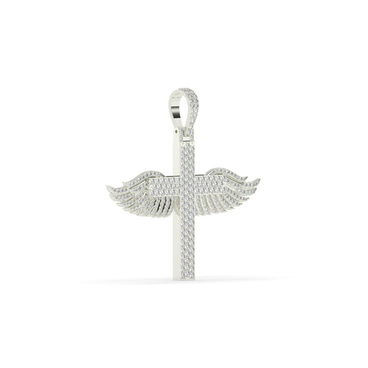 Diamond Cross With Angel Wings